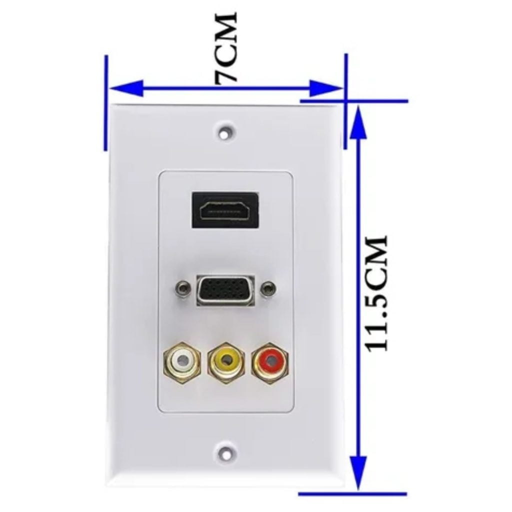 Faceplate Placa Wallplate Hdmi Vga 3 Rca Av Hembra Impormel