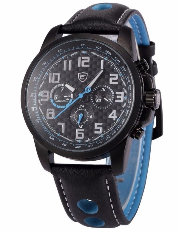 Reloj Original Shark Sh185 Correa Cuero 3 Atm Led Fecha Hora