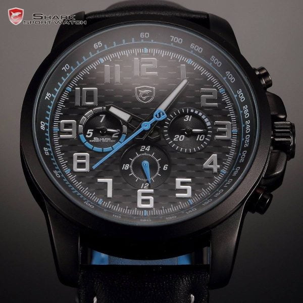 Reloj Original Shark Sh185 Correa Cuero 3 Atm Led Fecha Hora