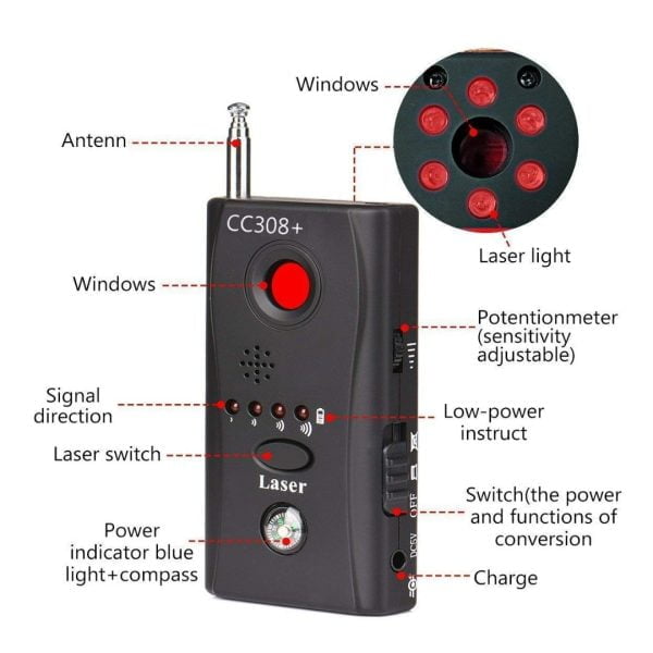Super Detector De Camaras Microfonos Espia Gps Wifi Fm 3g Ip