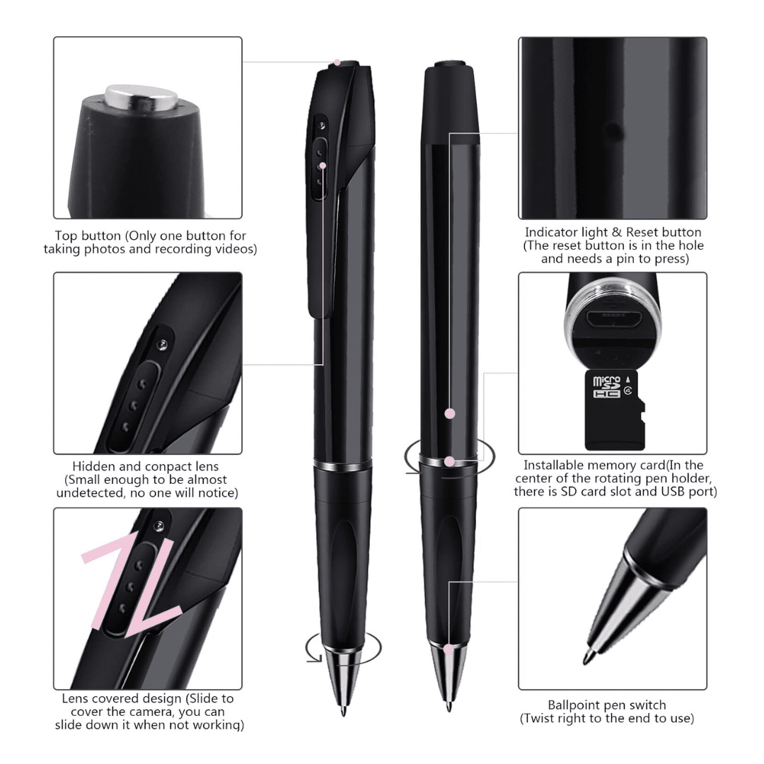 Esfero Camara Espia Audio Y Video Hd Pluma Elegante Oculta