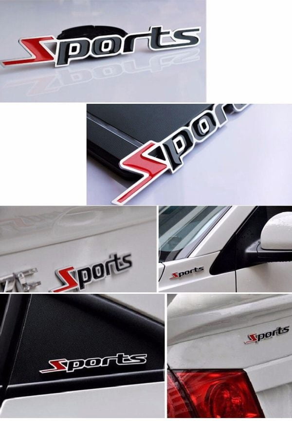 Emblema Logo Sports Cromado Adhesivo 3m Tuning Negro Rojo