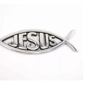 Emblema Logo Jesus Adhesivo 13cm/4cm Plateado - Accesorios - Ecuador