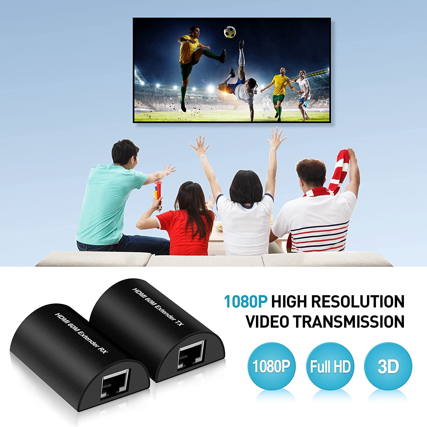 Extensor De Cable Hdmi Mediante Utp Hasta 60 Metros Hd 60m - Audio y Video - Ecuador