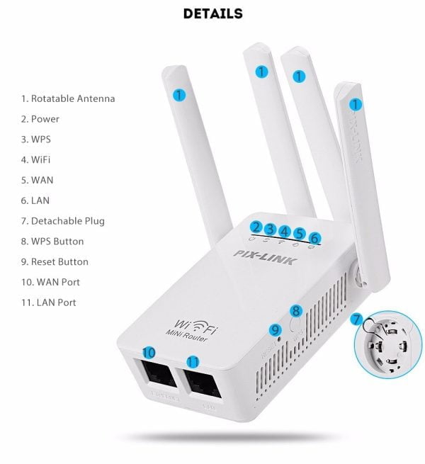 Repetidor Amplificador Wifi Lv-wr09 300mbps Ap Enrutador