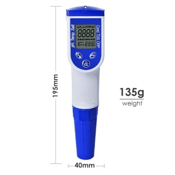 Medidor De Calidad De Agua 6 En 1 Digital Ip57 Ph Ec Tds