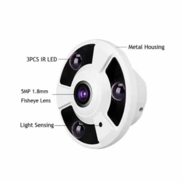Camara De Seguridad Hd 1080p Ip Poe Onvif Ojo Pez 360 Grado