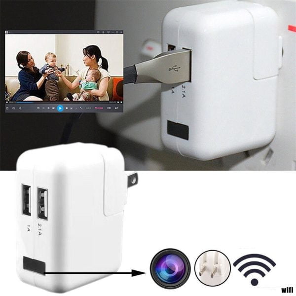 Cargador De Pared Usb 1080p Cámara Espía Oculta Wifi Enchufe