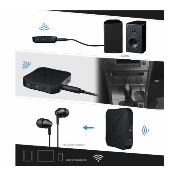 Transmisor Y Receptor Bluetooth Audio Kn319 3.5mm 2 En 1