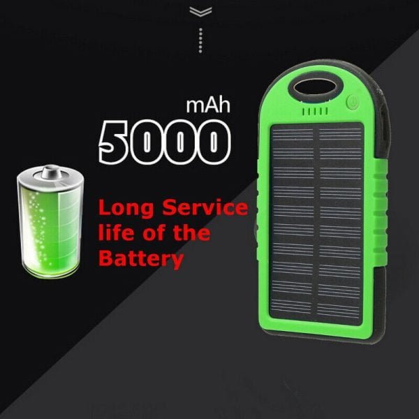 Cargador Solar 5000 Mah Portátil Impermeable Bateria Luz Led