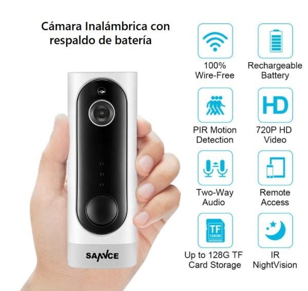 Cámara Visión Nocturna Inalámbrica Recargable Wifi 720p Hd