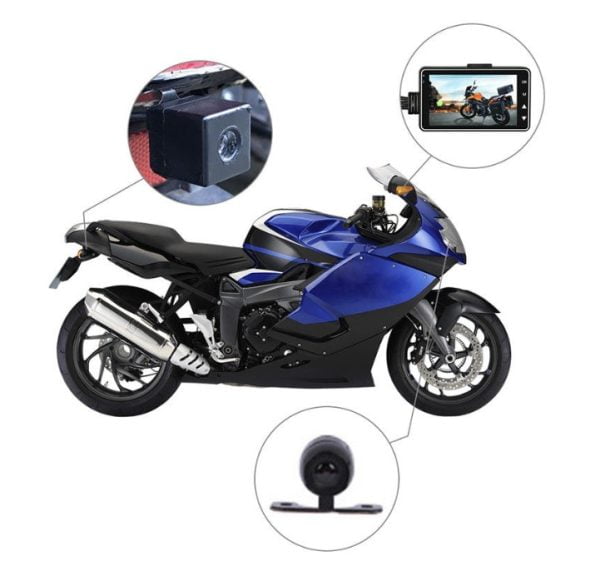 Monitor Con Doble Cámara 2 En 1 Para Moto Pantalla Lcd