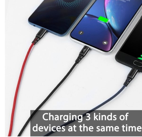 Cable Carga Rápida 3.0 Usb Tipo C Micro Usb Lightning 3 En 1