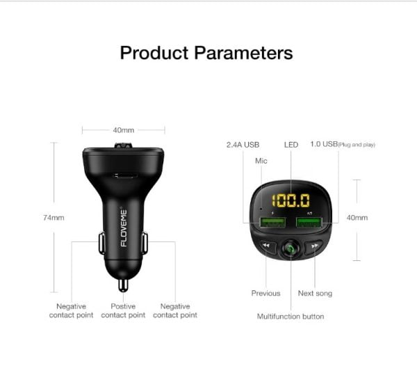 Transmisor Bluetooth Fm Adaptador Radio Mp3 Floveme U