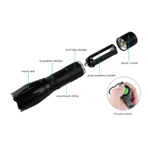 Linterna Led Aluminio Zoom X2000 Lm T6 Exterior