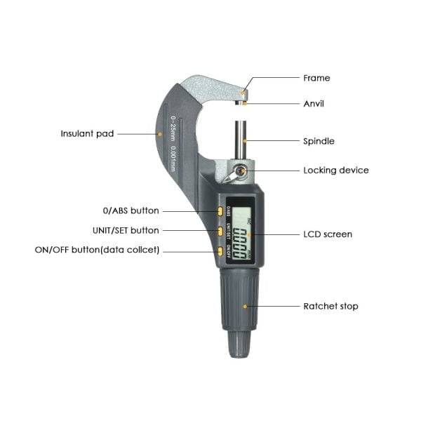 Micrometro Digital De 0 - 25 Mm Precision 0.001mm Exactitud