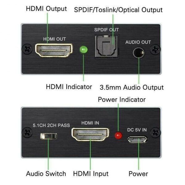 Extractor De Audio Hdmi Óptico Toslink Spdif + 3.5mm Stereo