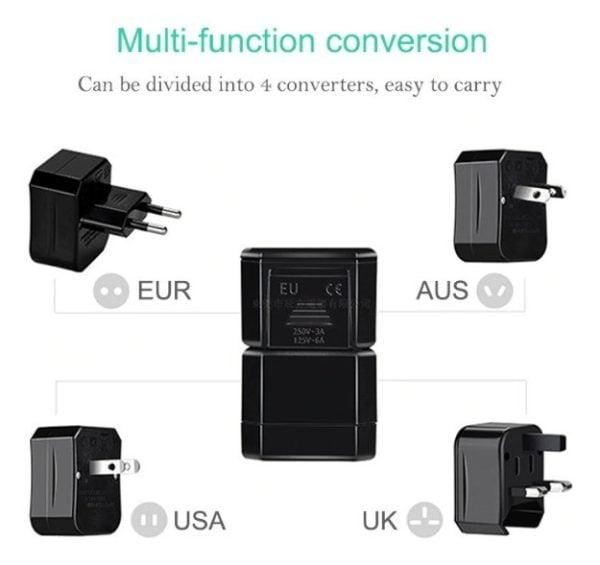 Adaptador Universal De Enchufle Para Viajes Us Eu Au Mundial