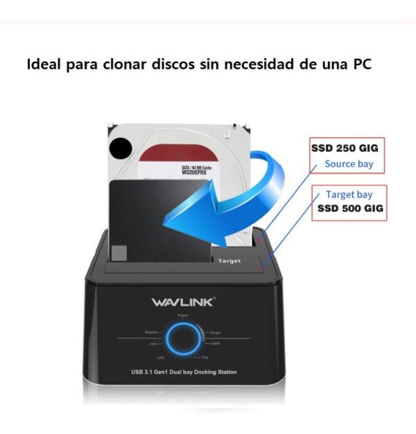 Clonador De Disco Wavlink Usb 3.1 A Sata 2.5 3.5 Hdd Dual