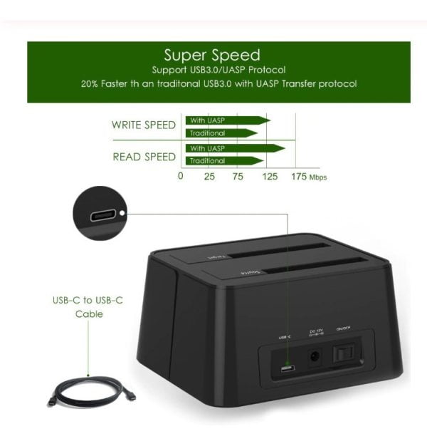 Clonador De Disco Wavlink Usb 3.1 A Sata 2.5 3.5 Hdd Dual
