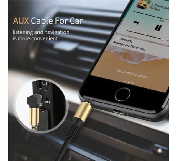 Cable Auxiliar Audio Estéreo 3.5 Mm Negro Resistente Espiral