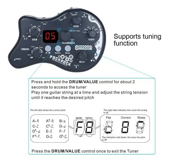 Multiefectos Para Guitarra Pedal Bateria Pock Rock Portatil