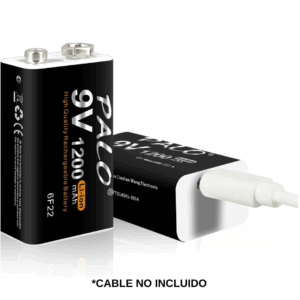 Bateria Recargable 9v 1200 mAh 6f22 USB C Iones de Litio