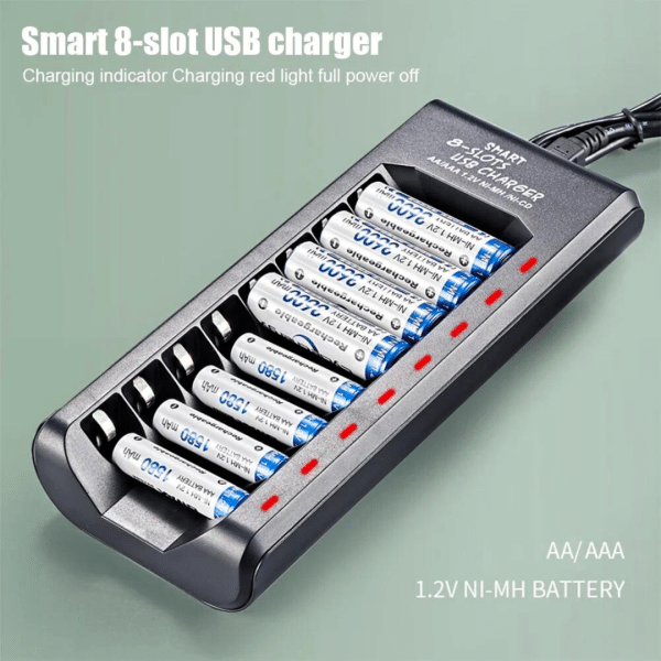 Cargador Para Pilas Aa Aaa Hasta 8 Pilas Ni-mh Con Led