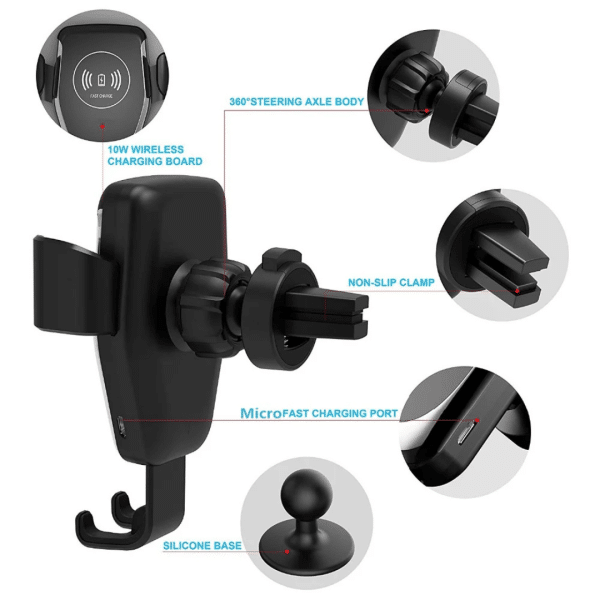 Cargador Inalambrico Qi Magnetico Soporte Celular Auto Carro