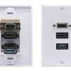Wall Plate Face Plate Placa Pared Hdmi + Vga + Usb 3.0