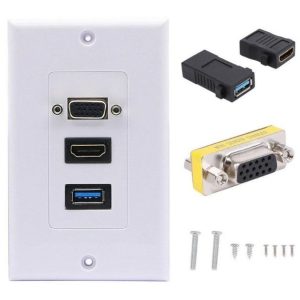 Wall Plate Face Plate Placa Pared Hdmi + Vga + Usb 3.0 - Accesorios - Ecuador