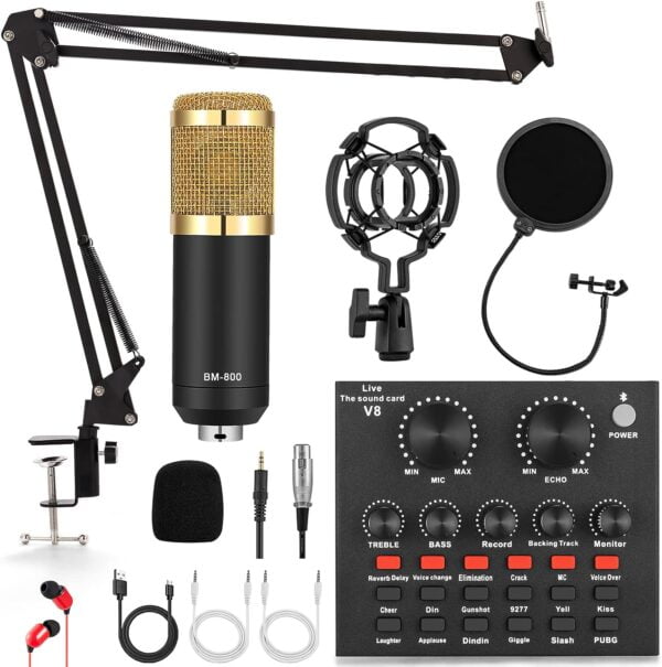 Microfono De Estudio Condensador Usb Pc Soporte Brazo Bm-800