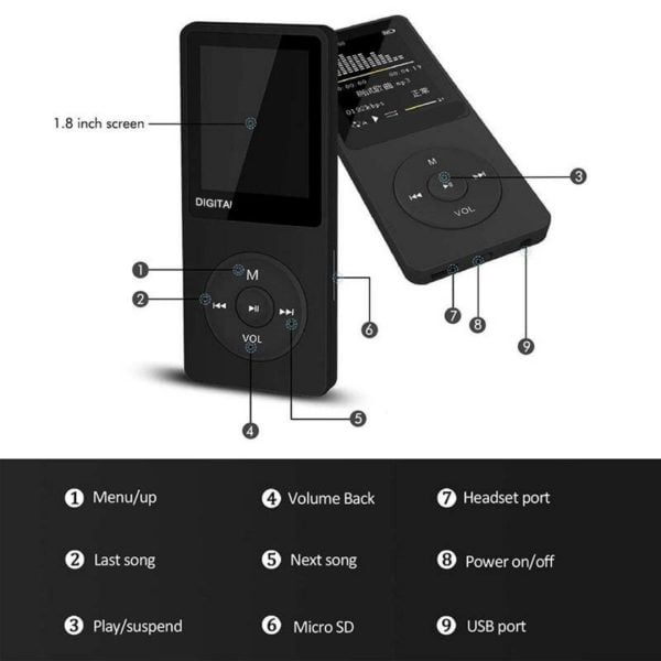 Reproductor Mp3 Bluetooth Grabadora Hifi Fm Radio Max 128gb