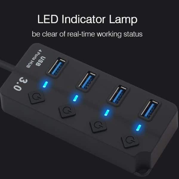 Hub Usb 3.0 De 4 Puertos Con Switches On/off Extension Usb