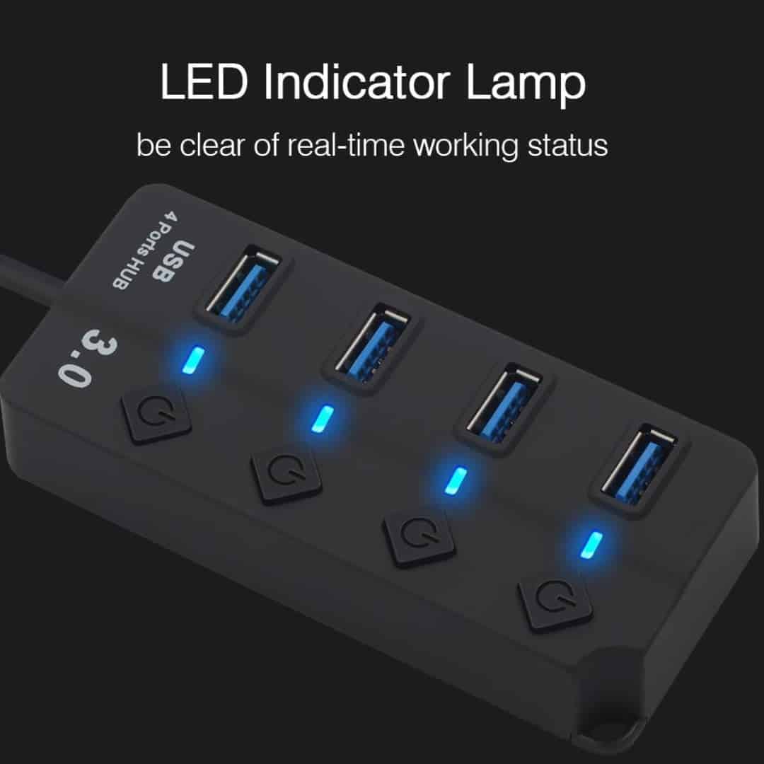 Hub Usb 3.0 De 4 Puertos Con Switches On/off Extension Usb - Accesorios - Ecuador