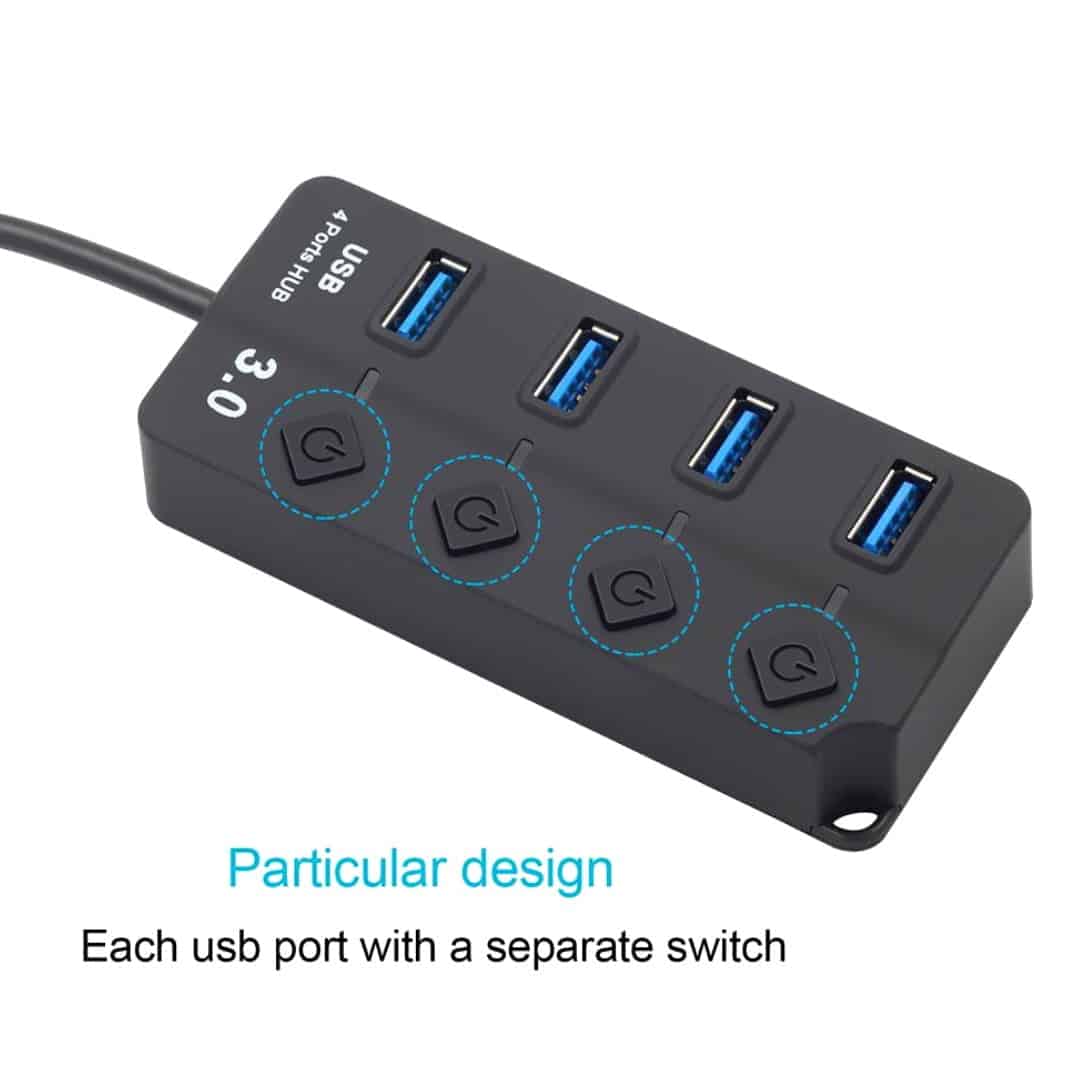 Hub Usb 3.0 De 4 Puertos Con Switches On/off Extension Usb - Accesorios - Ecuador