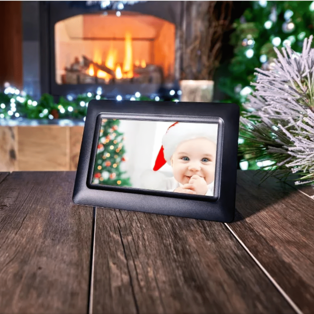 Porta Retrato Digital 7¨ Foto Alarma Usb Sd Negro Elegante