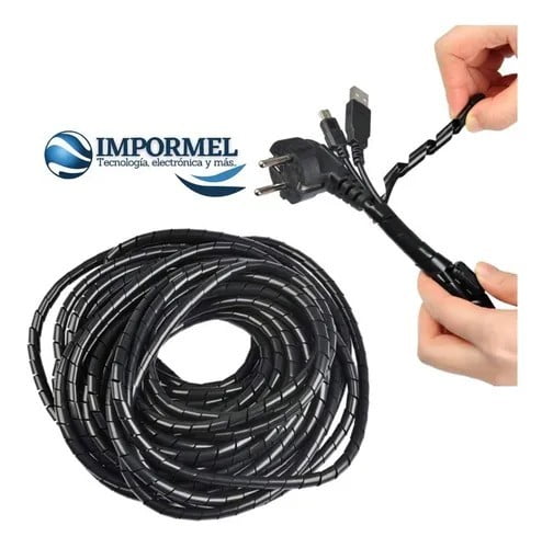 Organizador Espiral Cubre Cables Negro 12mm 10m Plastico - Accesorios - Ecuador