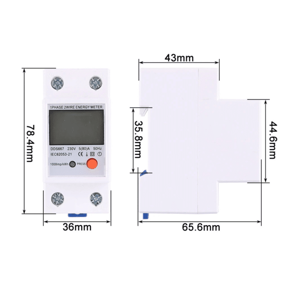 Medidor consumo de energía vatimetro LCD monofásica Din 80A IMPORMEL I610031 EDIT 1