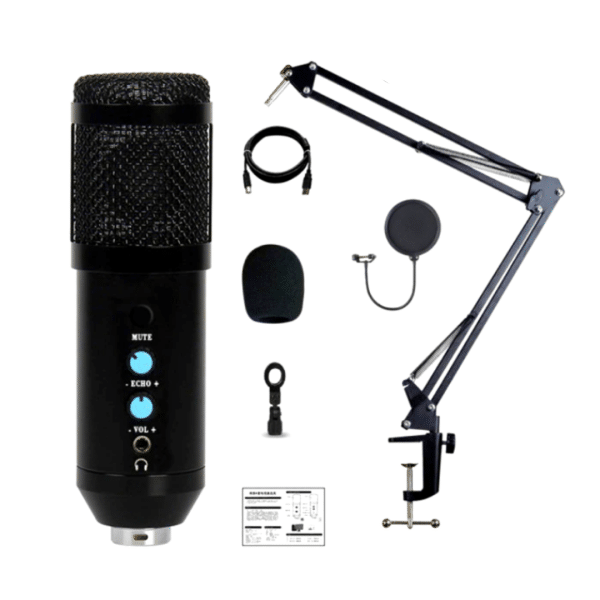 Microfono Unidirectional Capacitivo Pc Podcast Usb Soporte