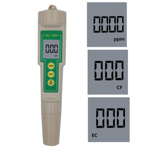 Medidor conductividad impermeable Digital 3 en 1 EC CF TDS calidad agua
