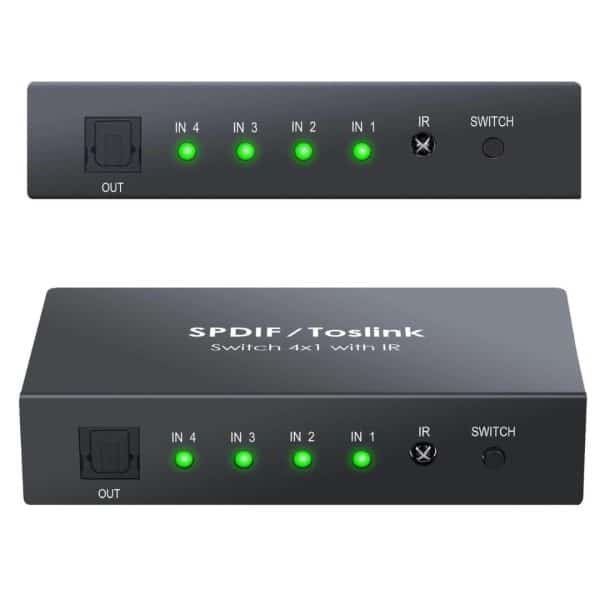 Switch selector conmutador audio óptico digital 4x1 SPDIF Toslink