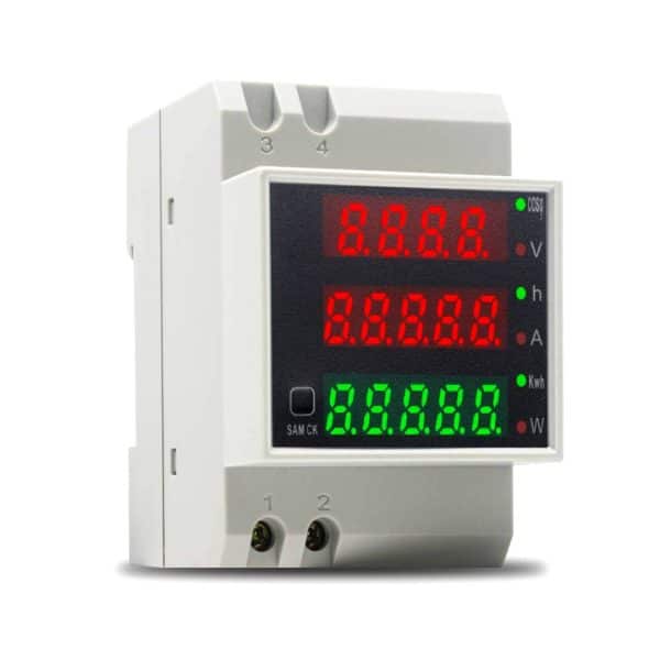 Medidor consumo de energía vatimetro LCD bifásica Din 100A