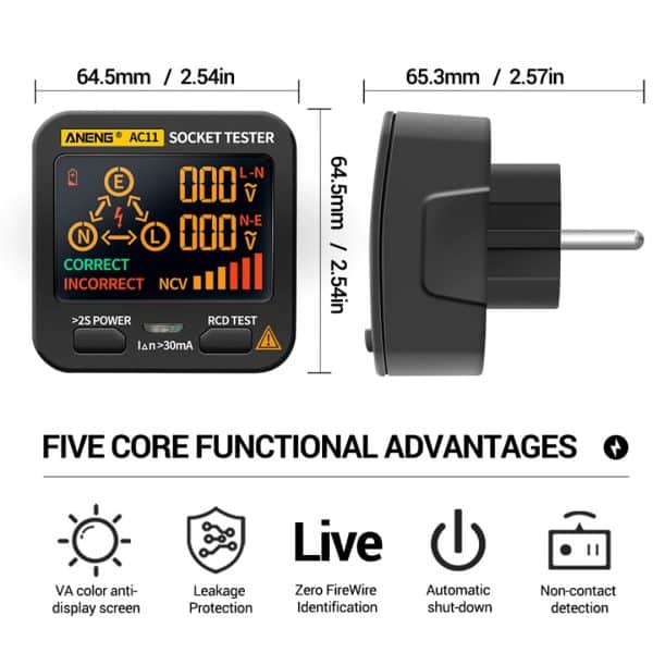 Comprobador Medidor Energía Electrica Voltaje corriente
