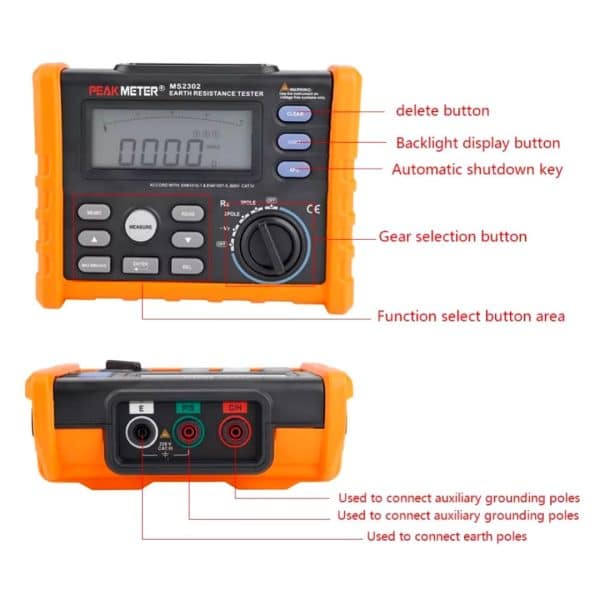 Medidor Resistencia Megger Puesta A Tierra Peakmeter Ms2302