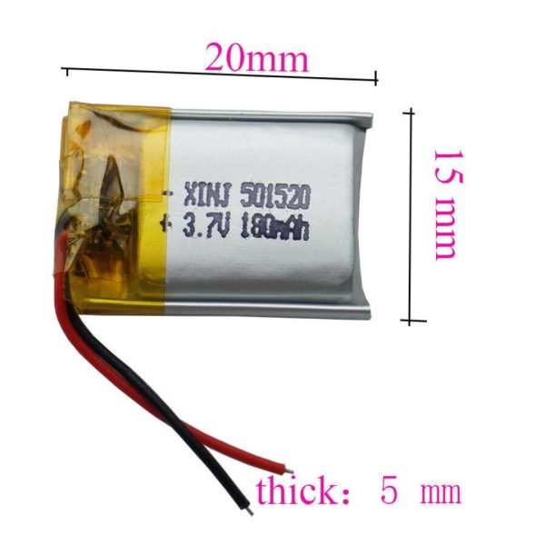 Bateria Litio 3.7 V 180 mah auricular Gps Bluetooth Dron