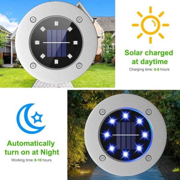 Luz Led Acero Inoxidable Patio Jardin Cesped Garage Solar