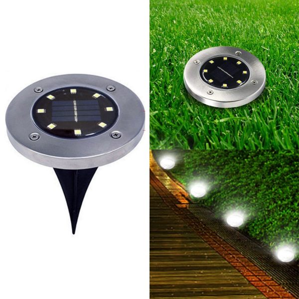 Luz Led Acero Inoxidable Patio Jardin Cesped Garage Solar