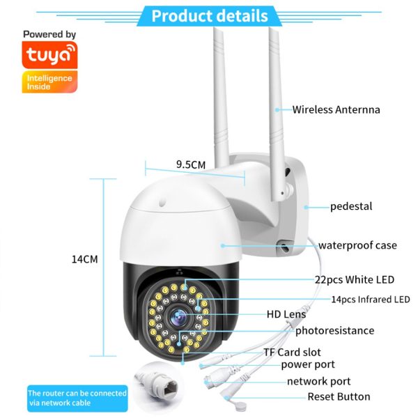 Camara Wifi Ptz Tuya Smart 3mp Audio H.265 Alexa