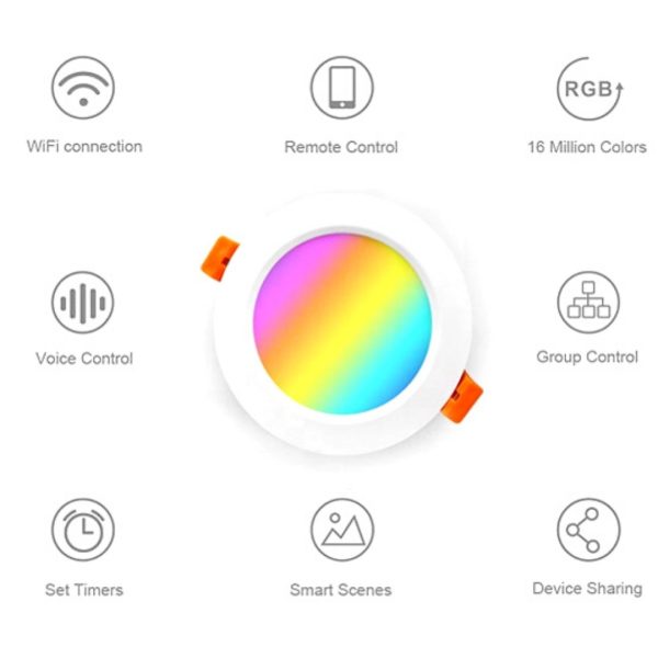 Foco Led Rgbcw Inteligente Empotrable Wifi Tuya Smart Gypsum